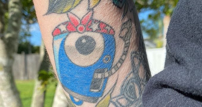 Picture of a Rosie the Resistbot tattoo
